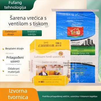Laminirana PP tkanina vreća s bojom otiska i ventilom, za hranu za stoku, žitarice, kemikalije i granule gnojiva