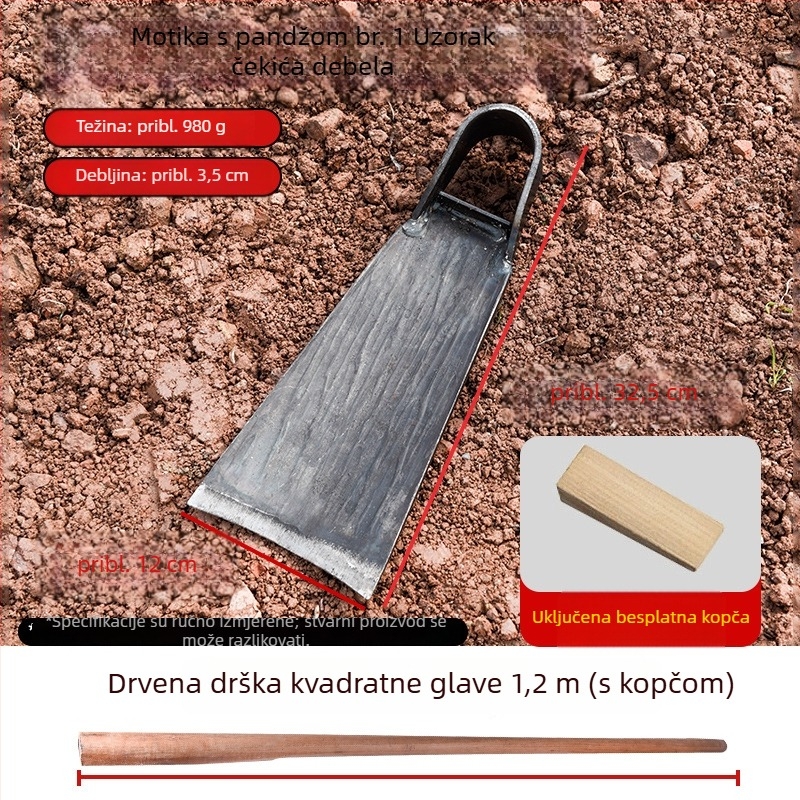 Kovana motika za njegu tla, plijevljenje i sadnju