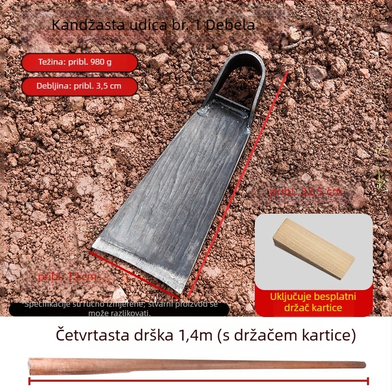 Kovana motika za njegu tla, plijevljenje i sadnju