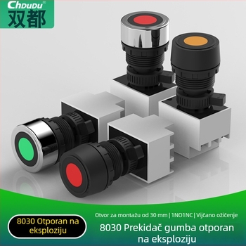 8030 Eksplozijski otporan kontrolni gumb, otporan na koroziju, 30 mm nehrđajući čelik, automatsko vraćanje, industrijski prekidač
