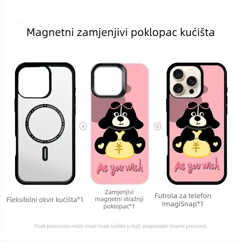 Magnetski stražnji panel za iPhone 17, odvojiva i svestrana maska, zamjenski stražnji panel, može se ispisati vlastitim dizajnom