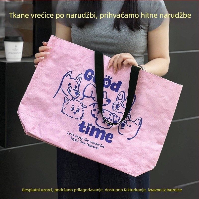 Laminirana tkana torba, vodootporna, uzorak zmijske kože, ekološka ručna torba s otiskom loga