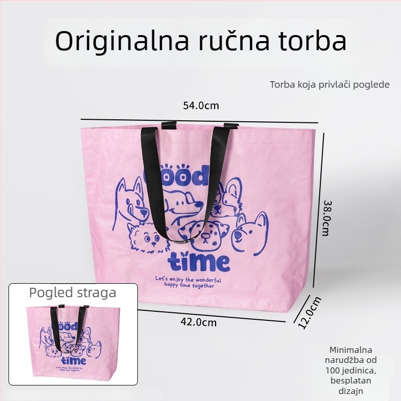 Laminirana tkana torba, vodootporna, uzorak zmijske kože, ekološka ručna torba s otiskom loga