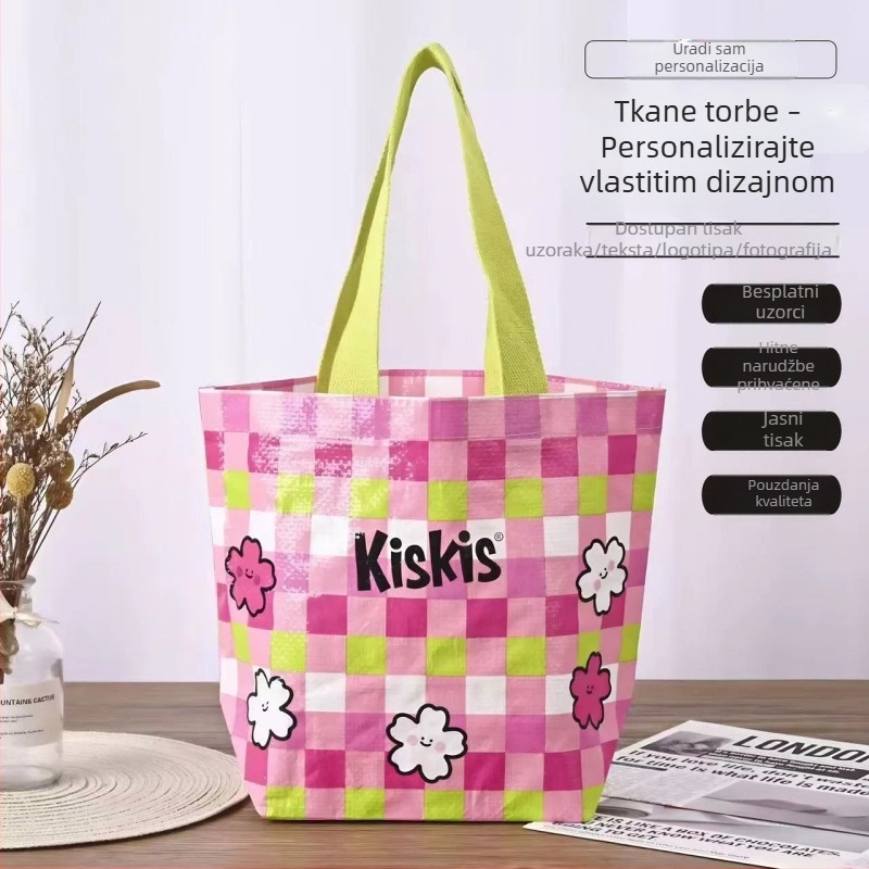 Prijenosna tkanena torba velike kapacitete, s otiskom, laminirana i vodootporna, uzorak zmijskog kože, prilagodljiva