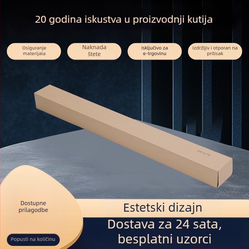 Sklopiva kutija od valovitog kartona, smeđo-žuta, dimenzije 130×80×90 mm, debljina 4 mm, 230 g/m², kutija za pakiranje s izrezom, čvrsta