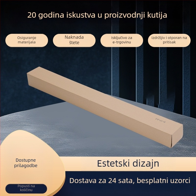 Sklopiva kutija od valovitog kartona, smeđo-žuta, dimenzije 130×80×90 mm, debljina 4 mm, 230 g/m², kutija za pakiranje s izrezom, čvrsta