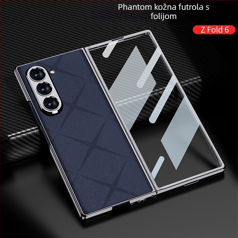 Zaštitna maska Samsung Galaxy Z Fold6 – elektroplatirana sintetička koža, minimalistički stil, otporna na udarce, otiske prstiju