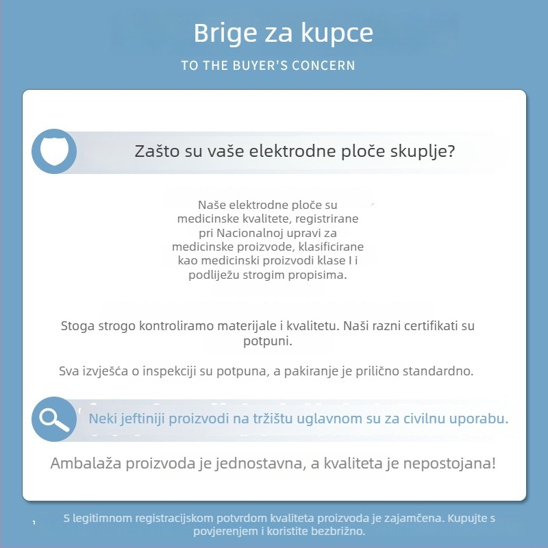 Flaster elektrode za prsnu fizioterapiju, samoljepljiv, s dizajnom igala