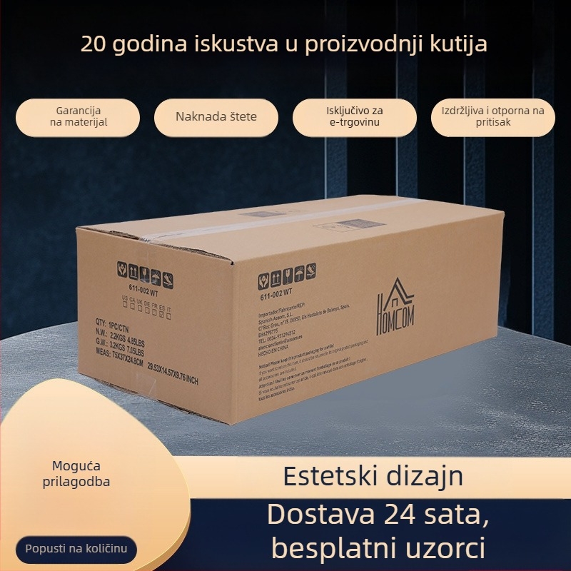 Univerzalna kutija za pakiranje od čvrstog valovitog kartona, polovične visine, debljina 4 mm, dimenzije 145×85×105 mm, izrez kalupom