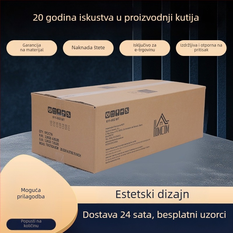 Univerzalna kutija za pakiranje od čvrstog valovitog kartona, polovične visine, debljina 4 mm, dimenzije 145×85×105 mm, izrez kalupom