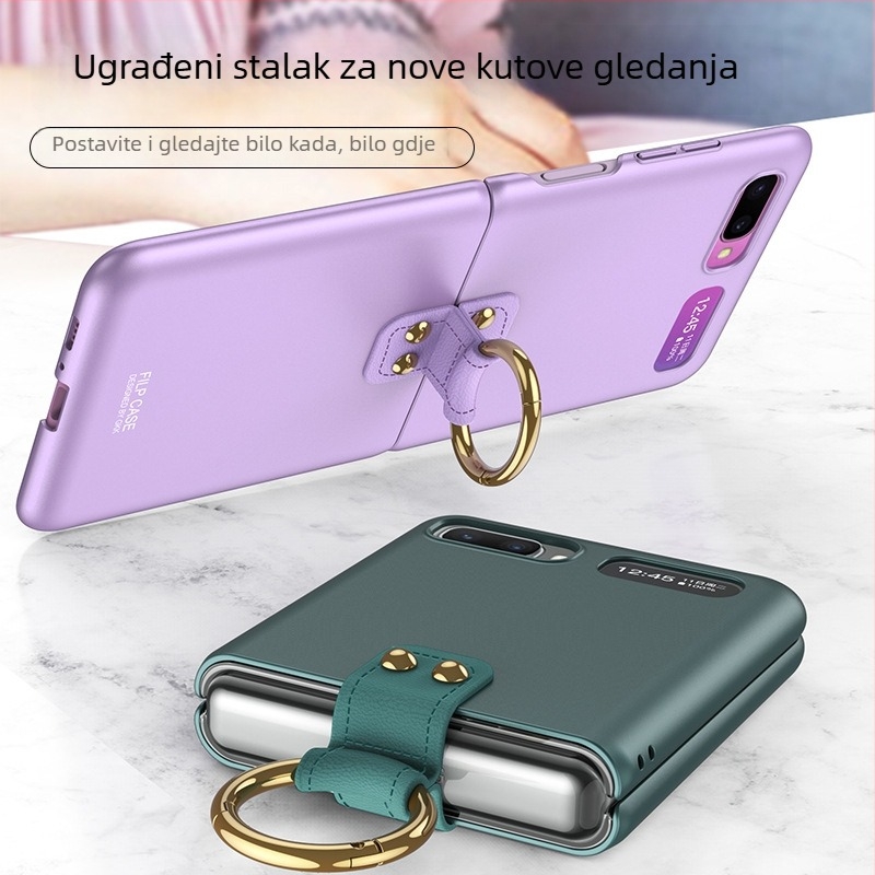 GKK zaštitna maska za Samsung Galaxy Z Flip s prstenom, sklopivi dizajn, ultra tanki, modeli F7070 i F7000, PC materijal, zaštita od padova