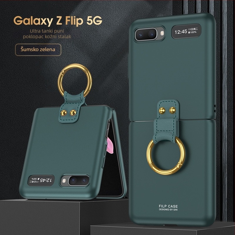 GKK zaštitna maska za Samsung Galaxy Z Flip s prstenom, sklopivi dizajn, ultra tanki, modeli F7070 i F7000, PC materijal, zaštita od padova