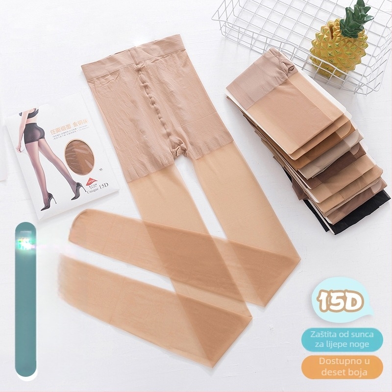Meiersi 8120 Ženske ljetne 15D tanke pantyhose s satenskim završetkom, otporne na kidanje, UV zaštita