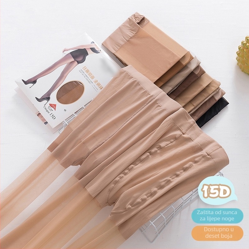 Meiersi 8120 Ženske ljetne 15D tanke pantyhose s satenskim završetkom, otporne na kidanje, UV zaštita