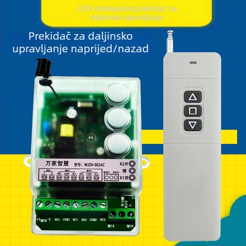 Dvojni daljinski prekidač za motor 220V – bežično upravljanje naprijed/nazad, s ručnim prekidačem, za ugradnju kroz zid