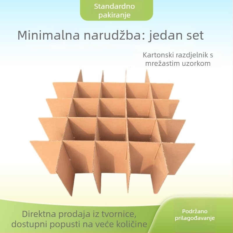 Pregrade s mrežom Tic-Tac-Toe u kartonskim kutijama, odjeljci za voće i jaja, prilagodljivi unutarnji dijelovi.