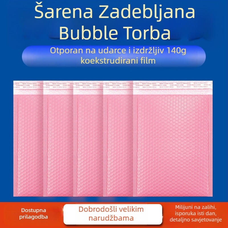 Ružičasta koverta s mehurićima od koekstrudirane PE folije, debela, vodootporna ambalaža