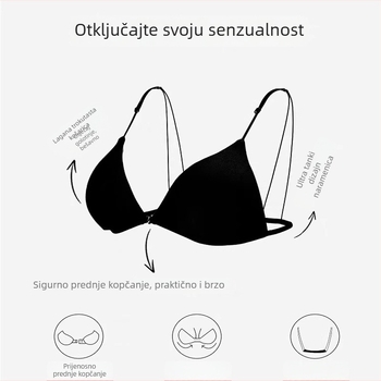 Francuski stil: duboki V s prednjim zatvaranjem, lijep leđa, grudnjak za žene s velikim grudima, bezšiven dizajn, tanke naramenice, jastučići u cupama