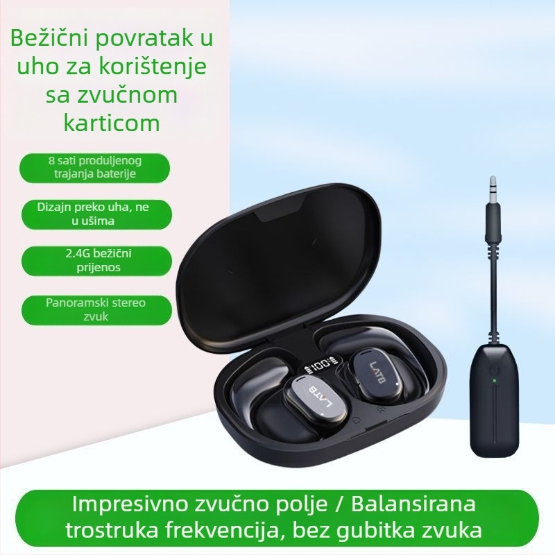 Bežične Bluetooth slušalice s koštanom kondukcijom, dizajn s udicom za uho, ne ulaze u uho, dugi vijek baterije, kompatibilne sa zvučnom kartom