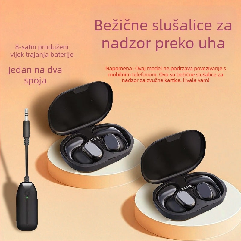 Bežične Bluetooth slušalice s koštanom kondukcijom, dizajn s udicom za uho, ne ulaze u uho, dugi vijek baterije, kompatibilne sa zvučnom kartom