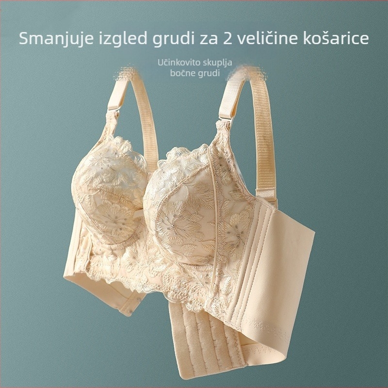 Podesivi čipkasti grudnjak za plus veličine, žene, tanak ljetni model, push-up, protiv opuštanja, čini grudi manjima