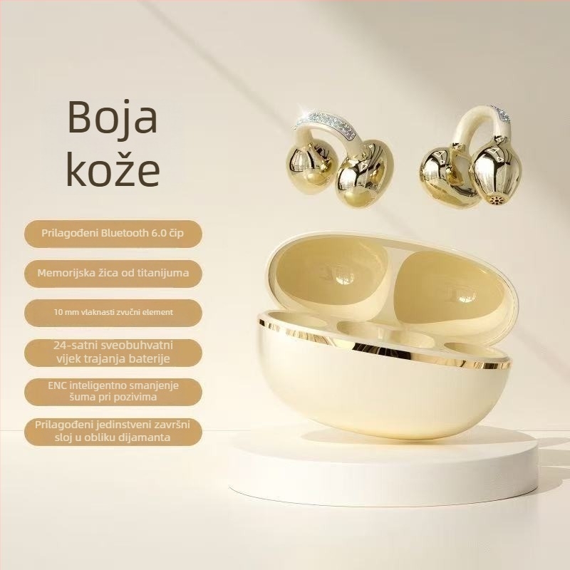 JS682A Bežične Bluetooth slušalice s kostnom kondukcijom i klipsom za uho, dug rad baterije, udobne za sport