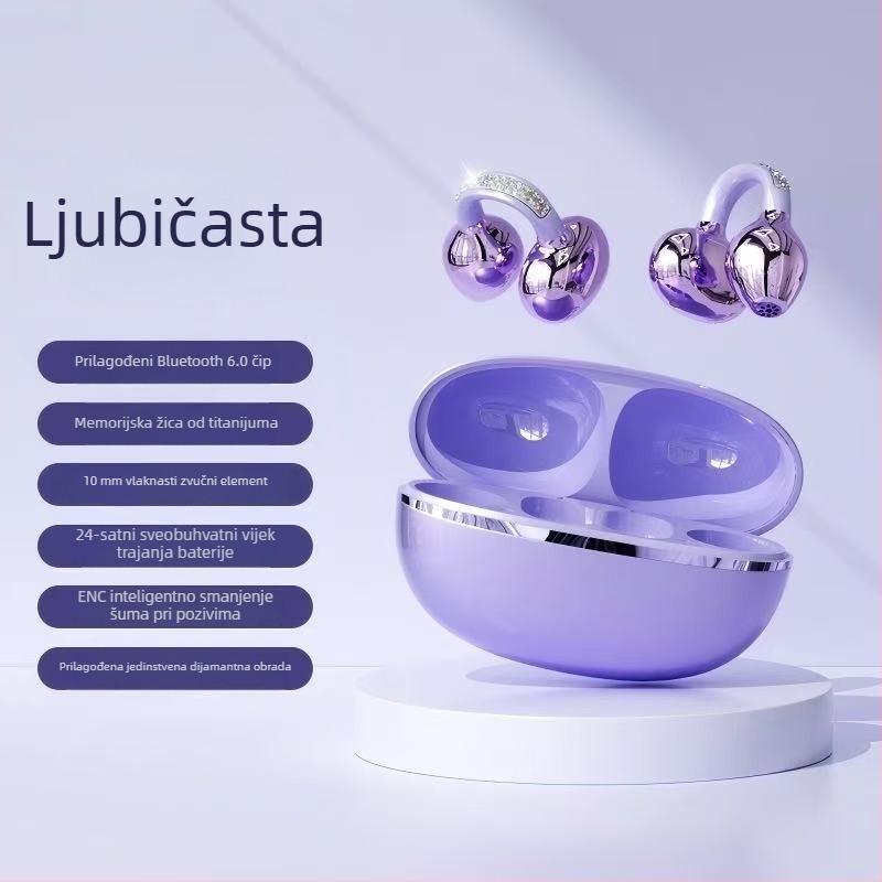 JS682A Bežične Bluetooth slušalice s kostnom kondukcijom i klipsom za uho, dug rad baterije, udobne za sport