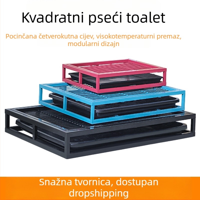 Podijeljena toaletna zdjela za pse malih pasmina, metalna posuda s ispiranjem