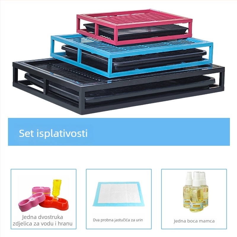 Podijeljena toaletna zdjela za pse malih pasmina, metalna posuda s ispiranjem