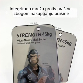 Gorilla zaštitno staklo zaslonski štit s rubom za iPhone 16/15 Pro, Anti-Peeping, Anti-Fall
