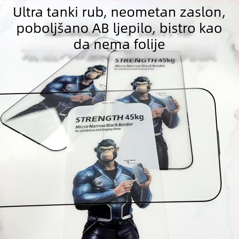 Gorilla zaštitno staklo zaslonski štit s rubom za iPhone 16/15 Pro, Anti-Peeping, Anti-Fall