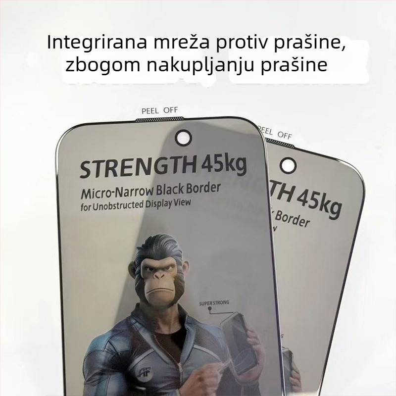 Gorilla zaštitno staklo zaslonski štit s rubom za iPhone 16/15 Pro, Anti-Peeping, Anti-Fall