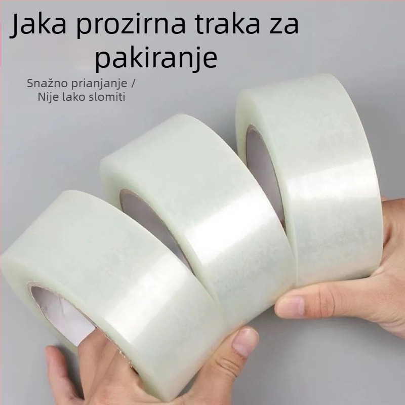 Prozirna traka za pakiranje, širina 4,5 cm ili 4,2 cm, viskoznost visoka, PP ljepiljiva traka, duljine 34 m / 102 m / 170 m.