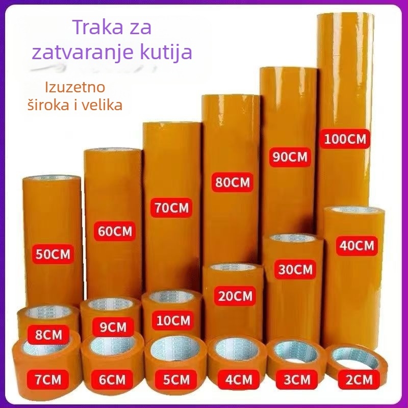Bež neprozračna pakirajuća traka, širina 10 cm, duljina 100 m, BOPP folija, snažna adhezija