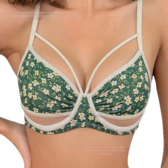 Cvjetni seksi grudnjak s podstavom i tankim naramenicama, push-up efekt, udoban; ženski bikini top