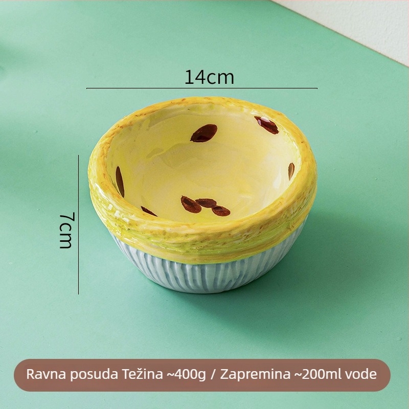 Keramička posuda za mačke s visokim nogama i nagnutim rubom za piće, štiti vratnu kralježnicu, sprječava prevrnutje, sladak dizajn