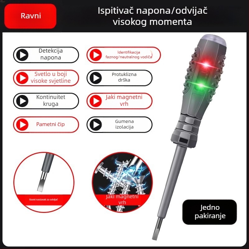 Višestruki odvijač za električare s LED indikatorom visoke svjetline za ispitivanje kontinuiteta i curenja struje