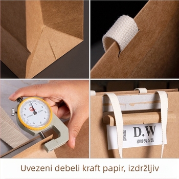 Kraft papirnata torba s užetom za ručku, tiskano logo, poklon pakiranje za dućane odjeće