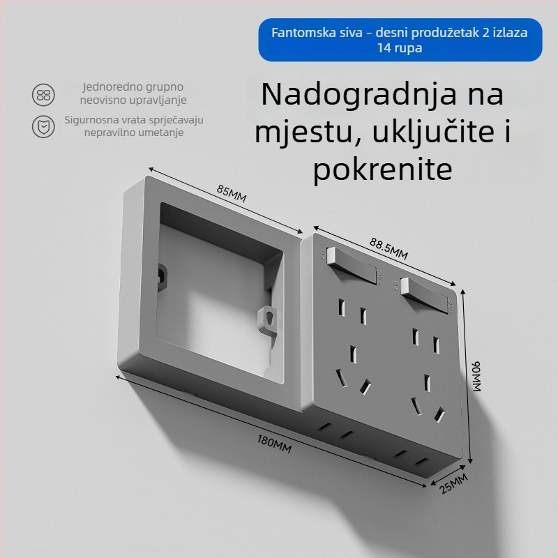 Zidni produžni utikač tipa 86, fiksni, višenamjenski