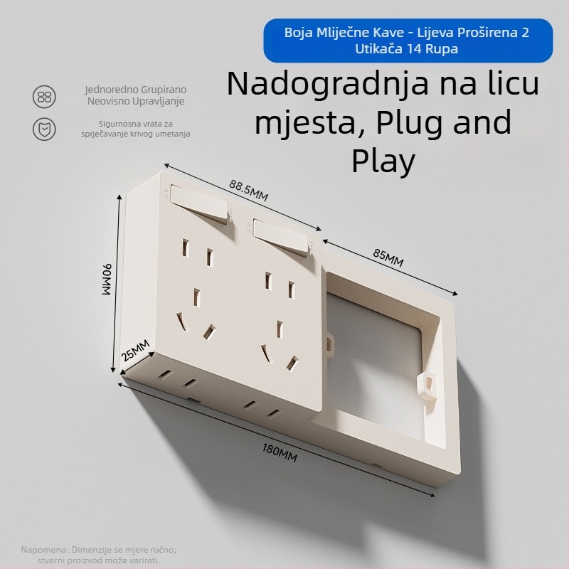 Zidni produžni utikač tipa 86, fiksni, višenamjenski