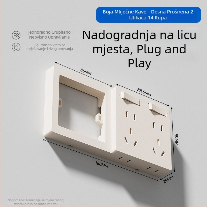 Zidni produžni utikač tipa 86, fiksni, višenamjenski