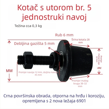 Kanalno čelični kotačić s konusnim žljebom, T-oblik čelični jednostrani kotačić i vodilica za teretni lift