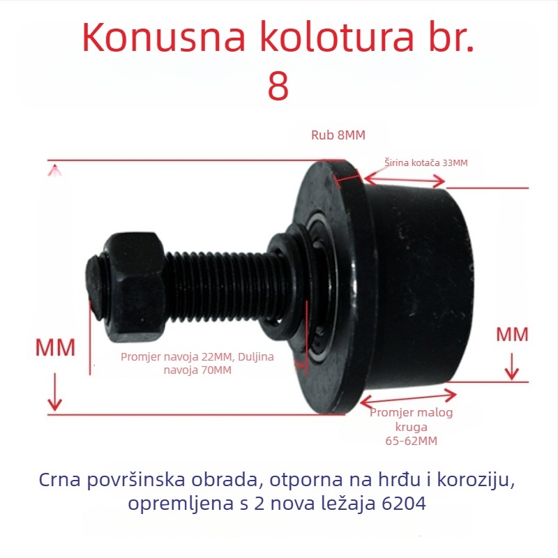 Kanalno čelični kotačić s konusnim žljebom, T-oblik čelični jednostrani kotačić i vodilica za teretni lift