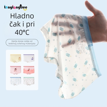Dječje bokserice od ice-silk, unisex, s printom crtića, prozračne, bez stiskanja, za djecu 3–8 godina (100–140 cm)