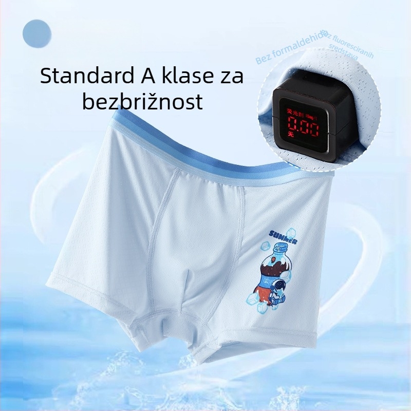 Dječje bokserice od ice-silk, unisex, s printom crtića, prozračne, bez stiskanja, za djecu 3–8 godina (100–140 cm)