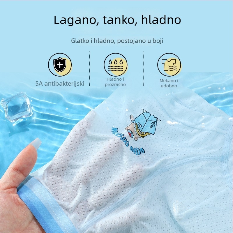 Dječje bokserice od ice-silk, unisex, s printom crtića, prozračne, bez stiskanja, za djecu 3–8 godina (100–140 cm)