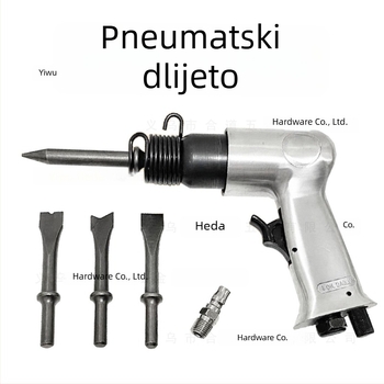Set pneumatskih čekića s dlijetima, za uklanjanje hrđe, okrugla drška, 150 mm