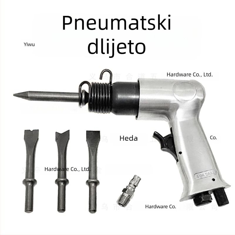 Set pneumatskih čekića s dlijetima, za uklanjanje hrđe, okrugla drška, 150 mm