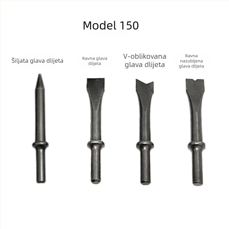 Set pneumatskih čekića s dlijetima, za uklanjanje hrđe, okrugla drška, 150 mm