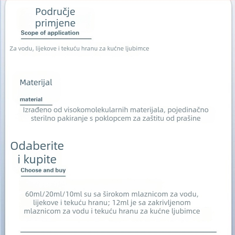 Siringa za hranjenje mačaka s dispenzerom vode